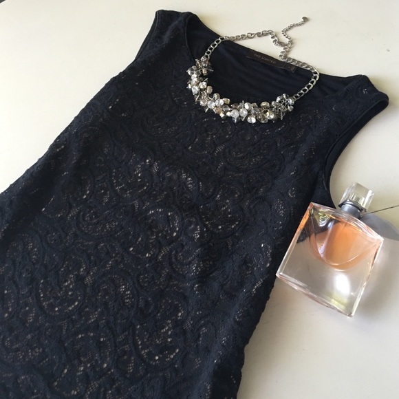 The Limited Tops - The Limited Black Lace Lined Sleeveless Shell Top