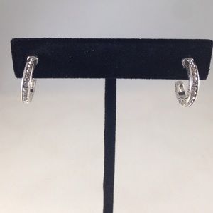 Brighton Silver Cubic Zirconia Hoop Earrings.