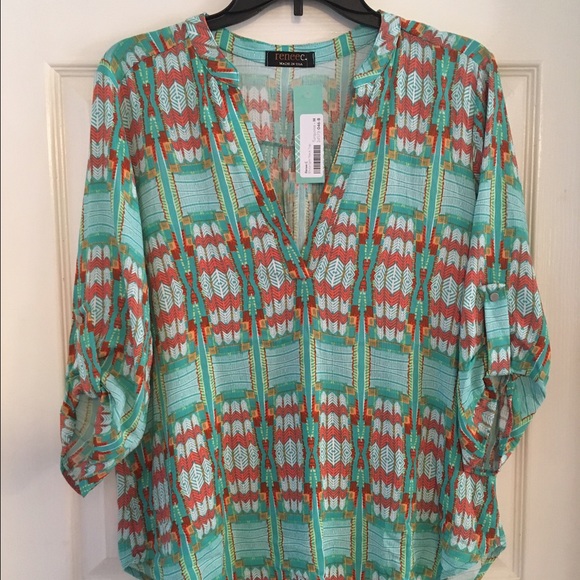 Renee C Elvita Split Neck Top
