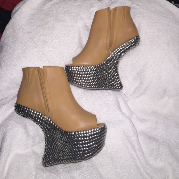 Genuine leather metal studded booties great shape
