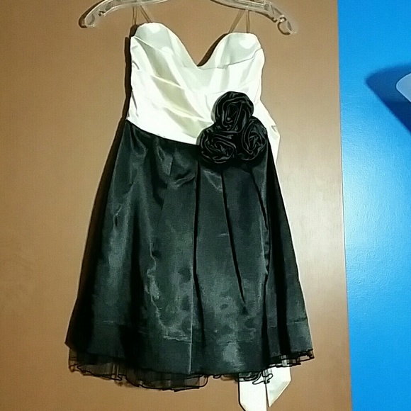 Ivory and Black Satin Speechless Dress