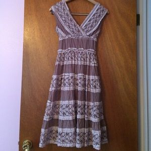 NWOT Studio M Ruffle Dress Lace Flowers Cream