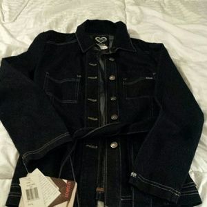 Dark denim Jean jacket with belt