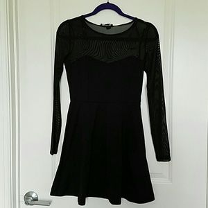 Mesh sleeved skater dress