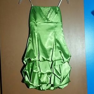 Green Satin Speechless Strapless Dress