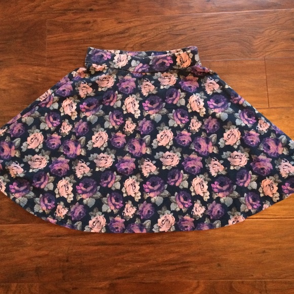 Floral Skirt-Elastic Waist-Mossimo-Pink-Purple - Picture 1 of 3