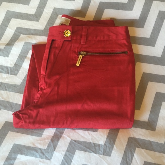 Red Micheal Kors Ankle Length Pant