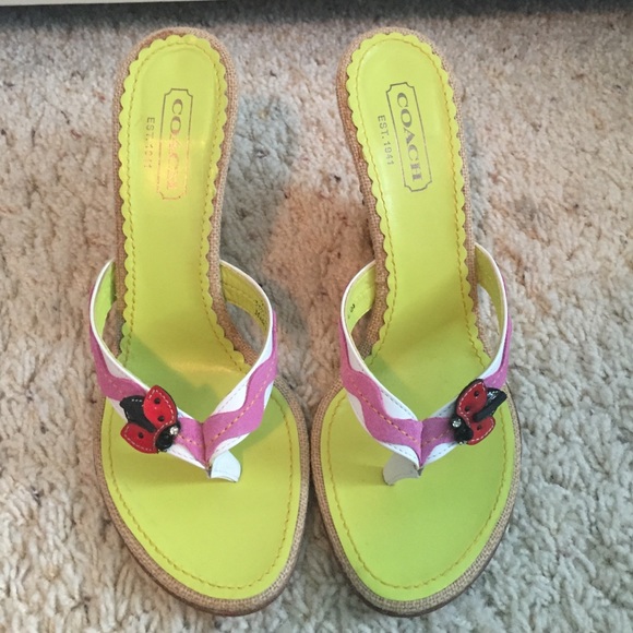 Coach Shoes - SALE Coach Ladybug Suede pink/white Sandal 9