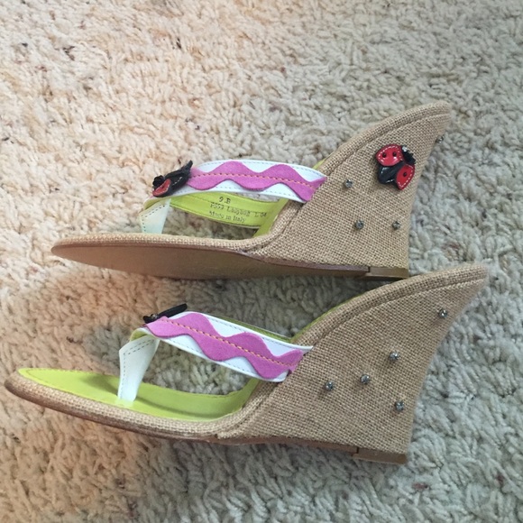 SALE Coach Ladybug Suede pink/white Sandal 9 - Picture 3 of 4