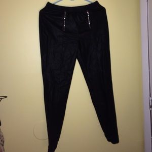 Black leather joggers forever 21