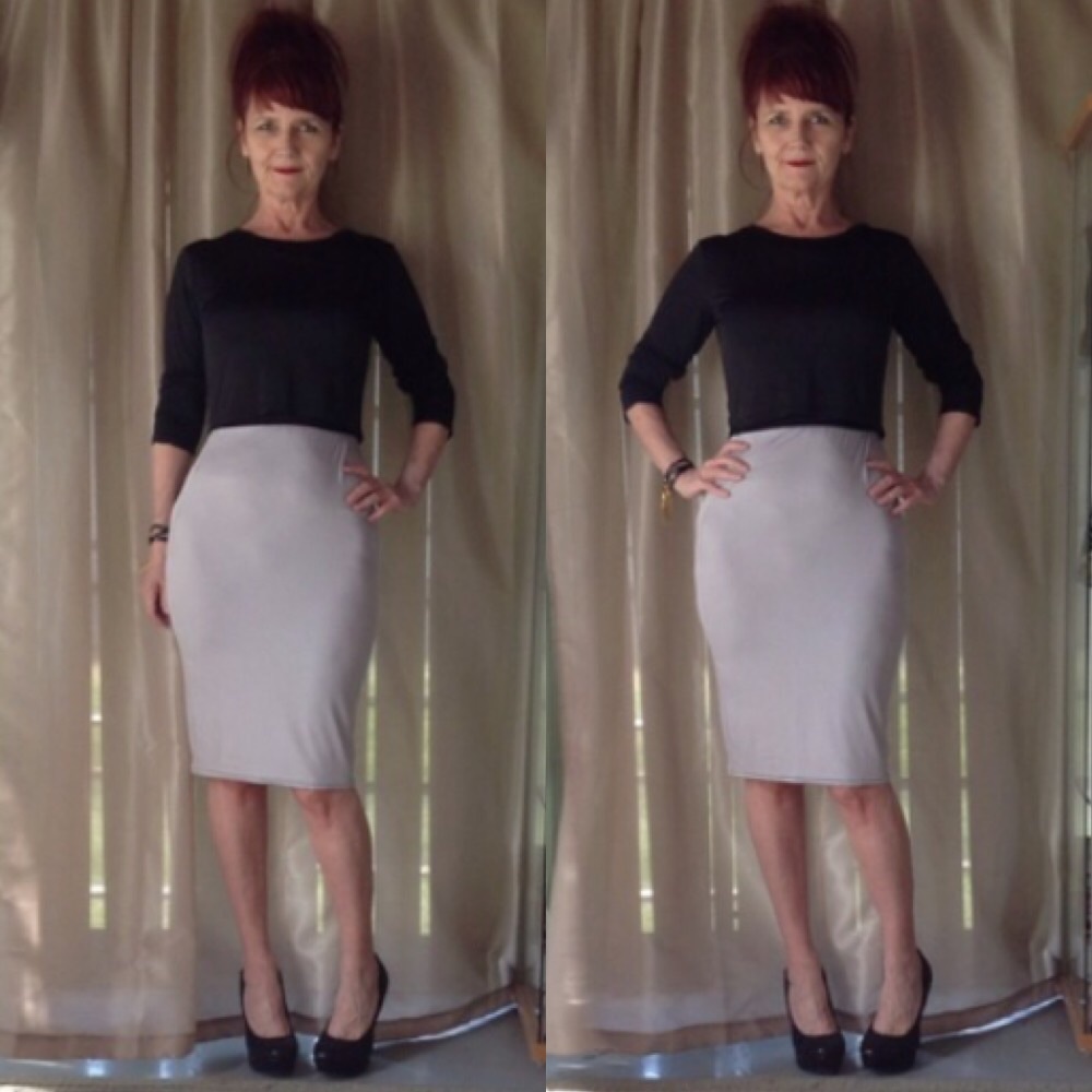 NEW IN PACKAGE GRAY/TAUPE & BLACK SKIRT SET