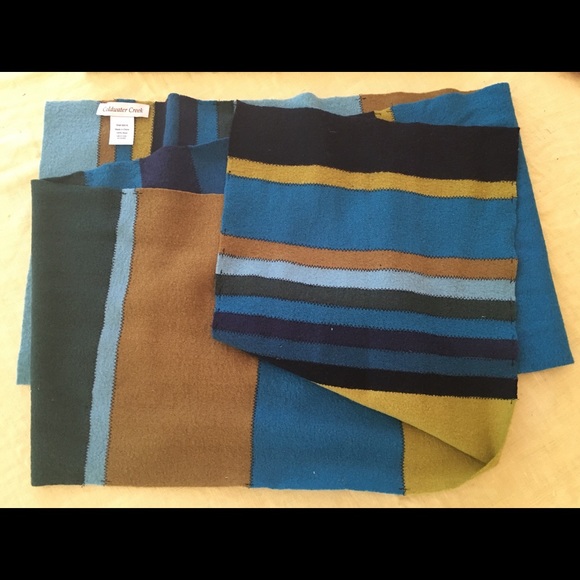 Coldwater Creek Blue Striped Wool Scarf