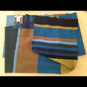 Coldwater Creek Blue Striped Wool Scarf