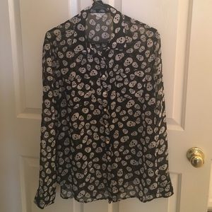 Aeropostale sheer skull long sleeve blouse