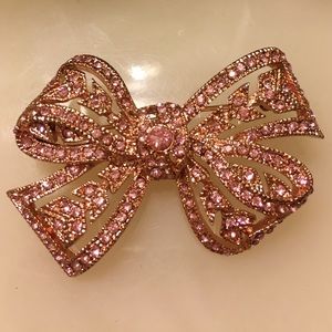 Pink crystal bow pin