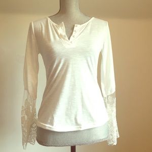 Unique Boho White lace trim Top
