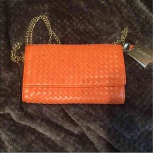Orange Clutch with chain strap