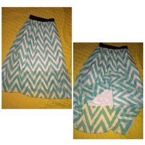 Sheer chevron maxi skirt