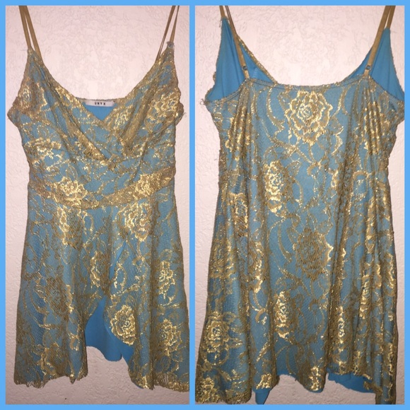Blue and gold lace top/dress