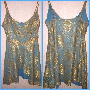 Blue and gold lace top/dress