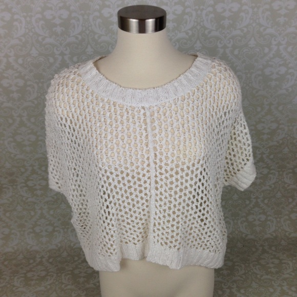 Ann Taylor white fishnet poncho sweater Small - Picture 1 of 3