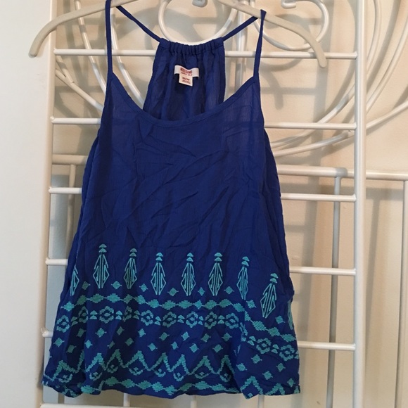 Mossimo boho top blue green embroidered XS - Picture 1 of 3