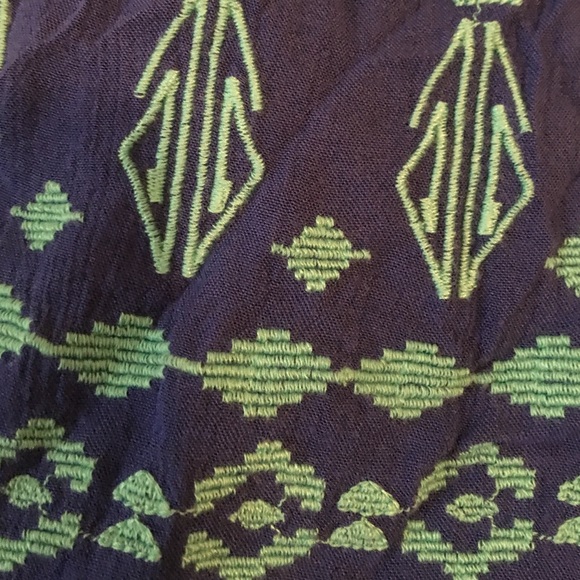 Mossimo boho top blue green embroidered XS - Picture 2 of 3