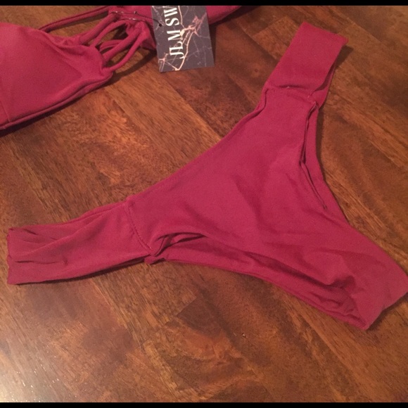 L TOP S BOTTOM LEFT• Wine Red Caged-In Bikini • - Picture 6 of 8