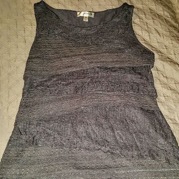Kenar Tops - Cute! Like New Kenar Grey Laced Tank