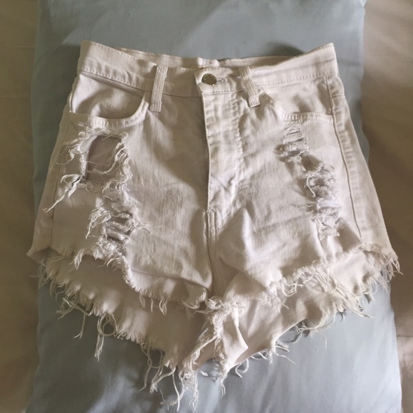 Urban Outfitters High Waisted Shredded Shorts