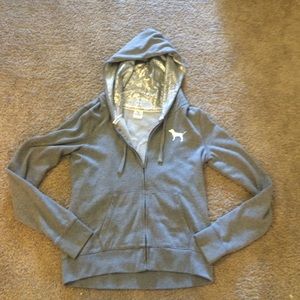 Sequence love pink grey zip up!