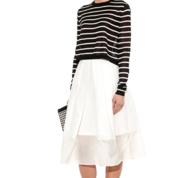 Tibi pleated techno faille and silk organza skirt
