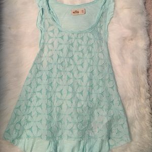 Hollister mint green floral patterned tank