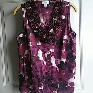 NWOT Loft flowered ruffled top.