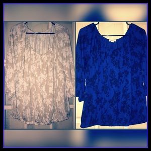 BOGO Flowy Old Navy Tunics Blue and Oatmeal