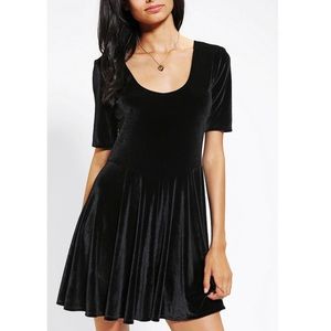 Black Velvet Skater Dress Urban Outfitters