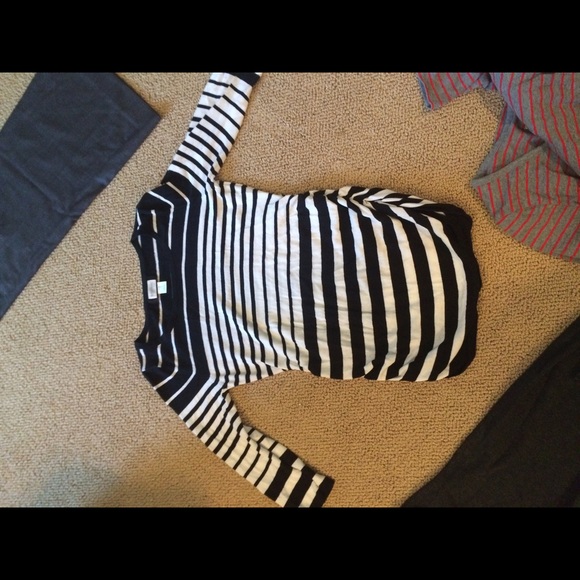 Motherhood maternity black and white stripe shirt