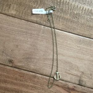 NWT rustic gold sideways anchor necklace!