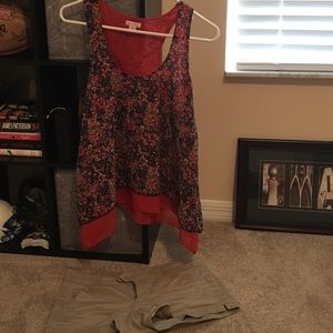 Cute floral high low tank