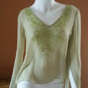 Sheer blouse with pretty bell sleeves