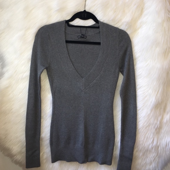 Brand New Express Sz Small Grey V-Neck Sweater