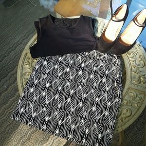 Black and White Print LOFT Skirt