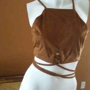 Faux suede halter top