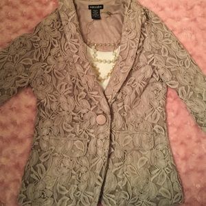Gray/purple lace blazer