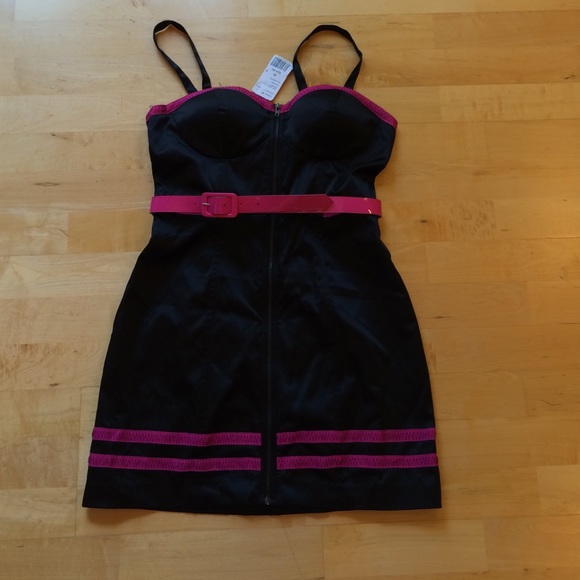 Nwt black pink dress medium forever21 zipper