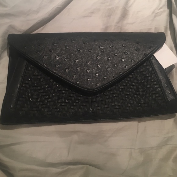 Black leather clutch