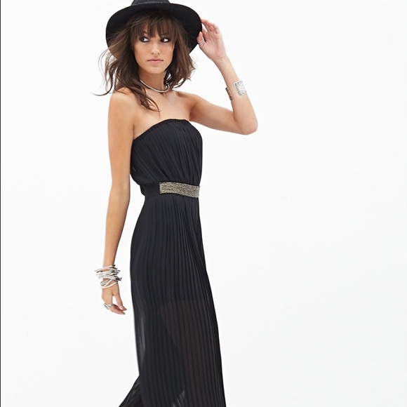 Sheer strapless pant romper with accent