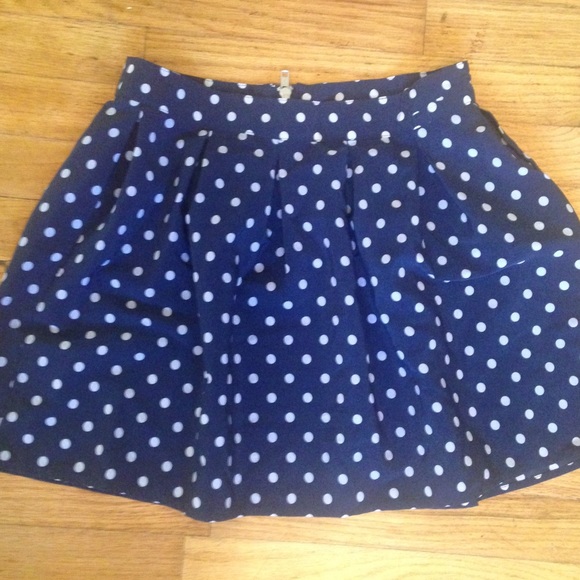 Polka dot navy and white skirt