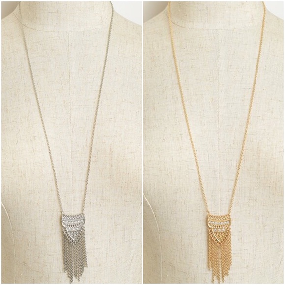 Jewelry - Long Fringe Gold or Silver Pendant Necklace