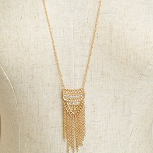 Long Fringe Gold or Silver Pendant Necklace - Picture 2 of 4